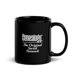 Genealogy: The Original Social Network - Black Glossy Mug